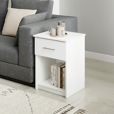 Furinno 2-Pack 15.6" x 17.8" x 24.2" Nightstand End Table with Drawer & Open Storage
