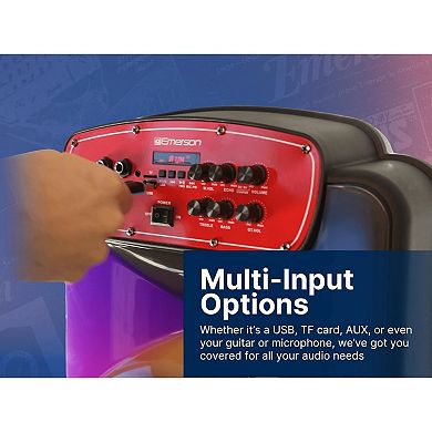 Emerson Portable Bluetooth 15" Party Speaker with Flame Lighting