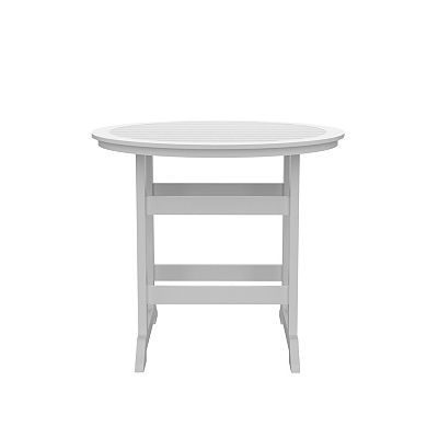 Eazegath Outdoor HDPE Material Bar Table, Counter Height Dining Table with Umbrella Hole