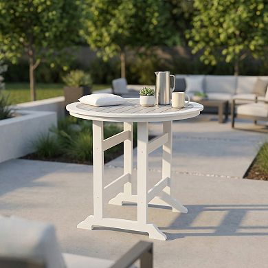 Eazegath Outdoor HDPE Material Bar Table, Counter Height Dining Table with Umbrella Hole