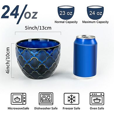 Ceramic Cereal & Soup Bowls Set of 2 Porcelain, Microwave & Dishwasher Safe