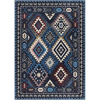 Washable Modern Area Rug Geometry Style Bohemian Rustic Geometric Easy-Cleaning