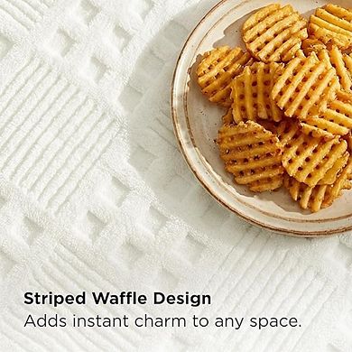 White Cozy Waffle Throw Blanket, Fluffy Soft Fleece Checkered Sofa Bed Blanket
