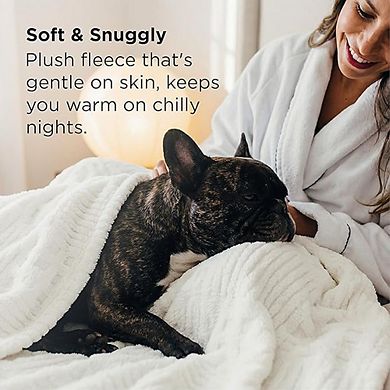 White Cozy Waffle Throw Blanket, Fluffy Soft Fleece Checkered Sofa Bed Blanket
