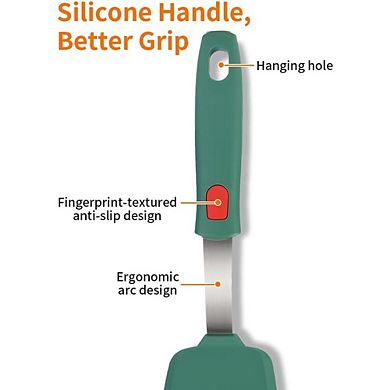 3-Piece Silicone Spatula Turner Set, Heat-Resistant, Stainless Steel Core