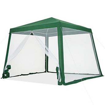 10x10 Pop Up Canopy Tent with Mesh Sidewalls,Portable Folding Tent for Patio Camping Outdoor Parties