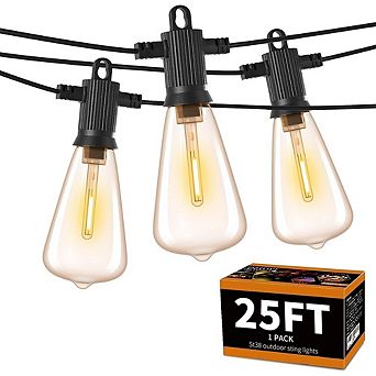 Outdoor LED String Lights, Waterproof Shatterproof Connectable Patio Bulb Lights