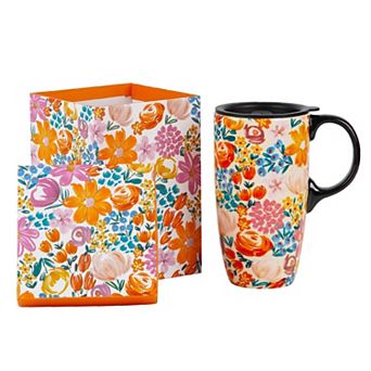 Ceramic Travel Mug With Lid Handle Microwave Dishwasher Safe— Mother's Day Gift