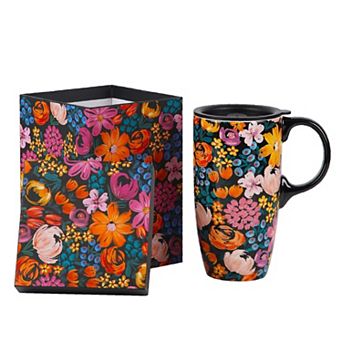 Ceramic Travel Mug With Lid Handle Microwave Dishwasher Safe— Mother's Day Gift