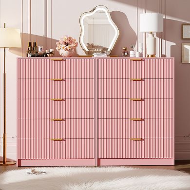 Fluted 5 Drawers Dresser for Bedroom 31. 5 in Wide Modern Chest