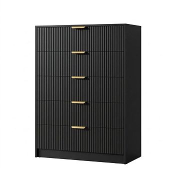 Fluted 5 Drawers Dresser for Bedroom 31. 5 in Wide Modern Chest