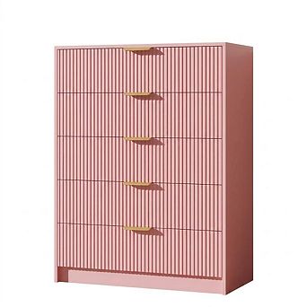 Fluted 5 Drawers Dresser for Bedroom 31. 5 in Wide Modern Chest