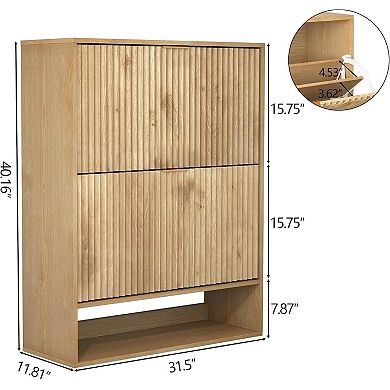 31.5" Wide MDF Shoe Cabinet with 2 Flip Drawers, Entryway Hidden Shoe Storage Cabinet