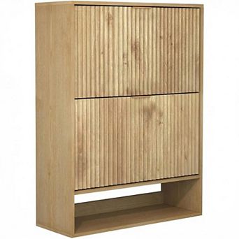 31.5" Wide MDF Shoe Cabinet with 2 Flip Drawers, Entryway Hidden Shoe Storage Cabinet