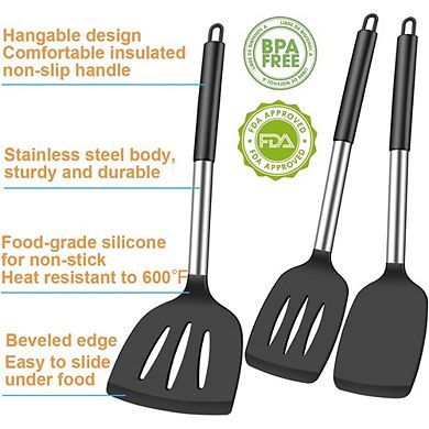 3-Piece Silicone Spatula Set, Heat-Resistant, Nonstick Cooking Utensils