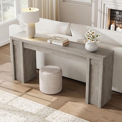 Farmhouse Console Table with Thick Top, Wooden Sofa Table Behind Couch for Entryway Living Room