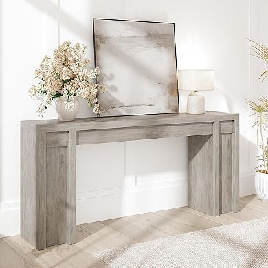 Farmhouse Console Table with Thick Top, Wooden Sofa Table Behind Couch for Entryway Living Room