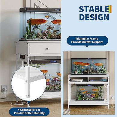 40 Gallon Fish Tank Stand with Outlets & 2 Storage Drawers