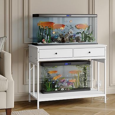 40 Gallon Fish Tank Stand with Outlets & 2 Storage Drawers