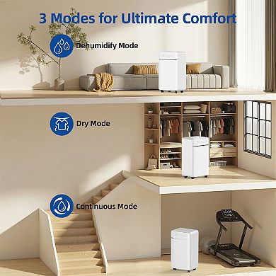 30 pt. 2,000 sq.ft. Dehumidifier for Home with Bucket, Drain Hose, in White, Cloth Dry, Auto-Off