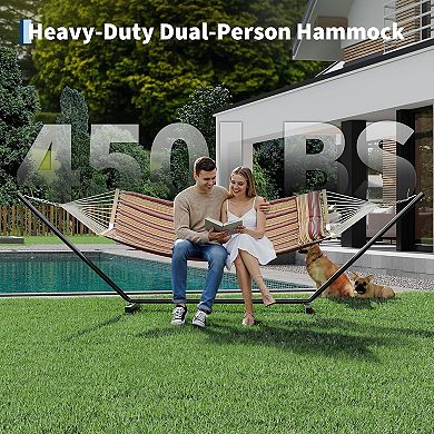 2-Person Outdoor Hammock with Stand Portable Double Hammock