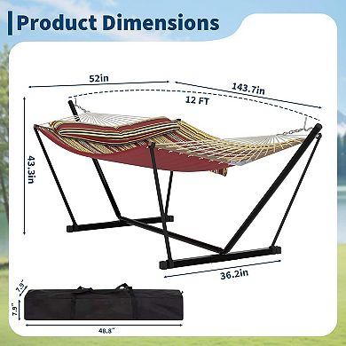 2-Person Outdoor Hammock with Stand Portable Double Hammock