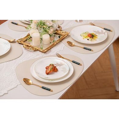 MOEPLSY12-Piece Bone China Dinnerware Set, Traditional Chinese Art with Glazed Inner Patterns