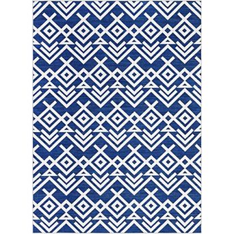 Moroccan Geometric Washable Area Rug - Ultra Thin Non Slip Low Pile Carpet for Living Room