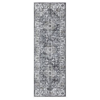 Large Vintage Distressed Area Rugs Medallion Floral Print