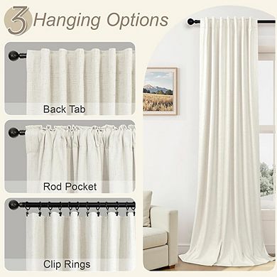 Blackout Linen Curtains, Thermal Insulated Room Darkening Back Tab Panels