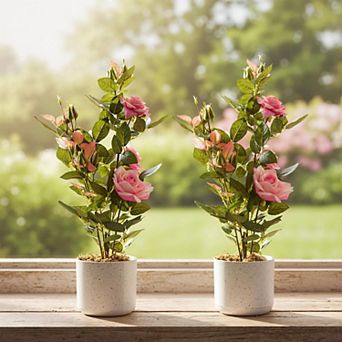 Artificial Flowers 2pcs, Faux Flowers Bouquet, for Home, Porch, Garden, Indoor Outdoor