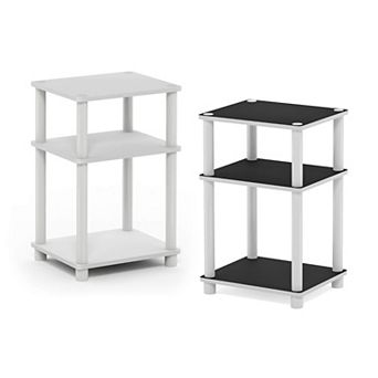Furinno 2 Packs 15.5" x 15.5" x 17.8" Wood Nightstand Bedside Table with Drawer & Shelf