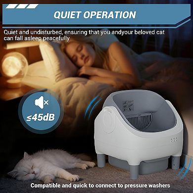 Self-Cleaning Cat Litter Box with App Control, Open-Top for Multiple Cats, 10.5L Sealed Waste Bin