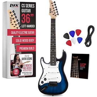LyxPro CS 36” Left Handed Beginner Electric Guitar Kit with Amp Cable, 6 Picks & Learner’s Guide