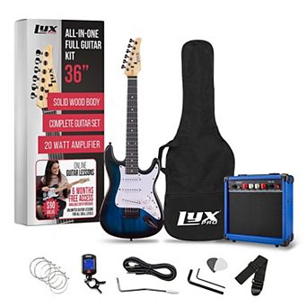 LyxPro 36" Electric Guitar Kit Bundle w/ 20W Amp, Tuner, Strings, Picks, Strap & Case