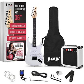LyxPro 36" Electric Guitar Kit Bundle w/ 20W Amp, Tuner, Strings, Picks, Strap & Case