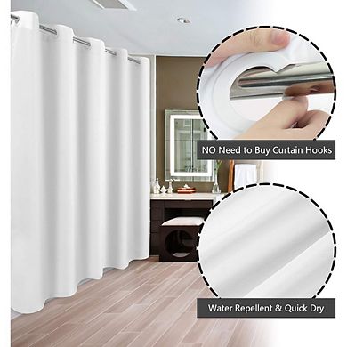 Microfiber No Hook Shower Curtain with Magnets, Waterproof, Washable