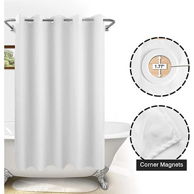 Microfiber No Hook Shower Curtain with Magnets, Waterproof, Washable