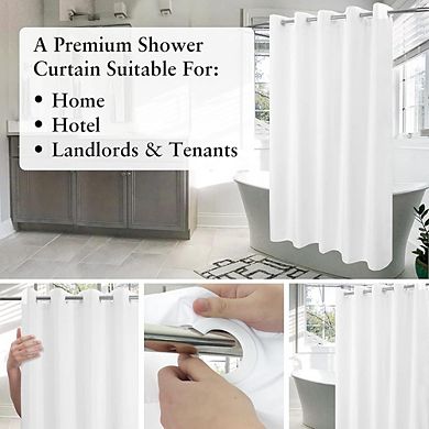 Microfiber No Hook Shower Curtain with Magnets, Waterproof, Washable