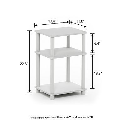 Furinno 11.5" x 13.4" x 22.8" 3-Tier Wood Nightstand Modern End Table