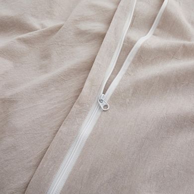 Light Linen Grey 100% Washed Cotton Duvet Cover Queen, Linen-Like Soft Bedding Set