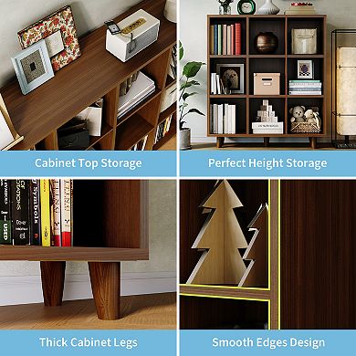 Modern 9-Cube Wooden Bookshelf, 3-Tier Open Storage, Space-Saving for Living Room Bedroom