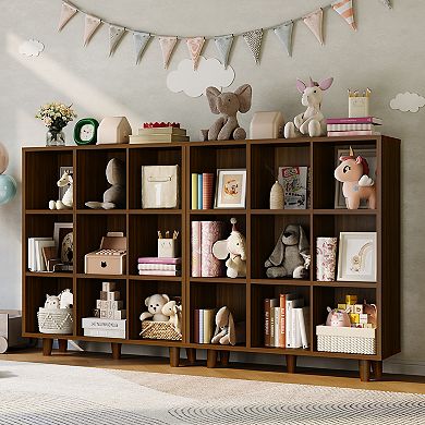 Modern 9-Cube Wooden Bookshelf, 3-Tier Open Storage, Space-Saving for Living Room Bedroom