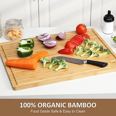 Bamboo Cutting Board,Extra Large 24" x 18" x 0.8" Wood Chopping Board