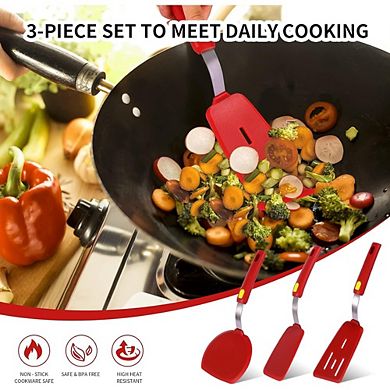 3-Piece Silicone Spatula Turner Set, Heat-Resistant, Flexible Nonstick