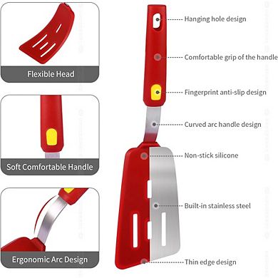 3-Piece Silicone Spatula Turner Set, Heat-Resistant, Flexible Nonstick