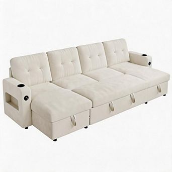 Sleeper Sofa Bed, U-Shaped Sofa, Convertible Pull Out Couch Bed, Sectional Sofa for Living Room