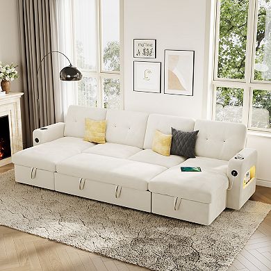 Sleeper Sofa Bed, U-Shaped Sofa, Convertible Pull Out Couch Bed, Sectional Sofa for Living Room