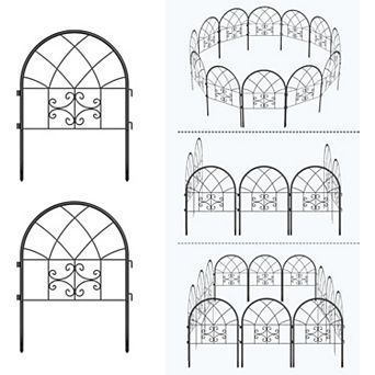 Garden Fence Panels, 26"x20" Metal No-Dig Border Fencing