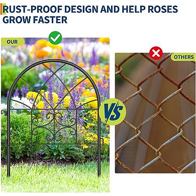 Garden Fence Panels, 26"x20" Metal No-Dig Border Fencing